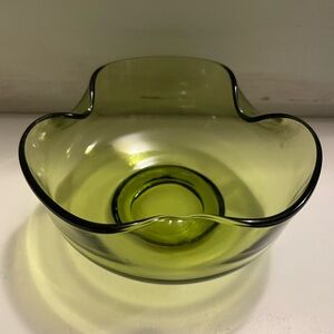 Vintage Anchor Hocking Glass Avocado Green Dip Bowl